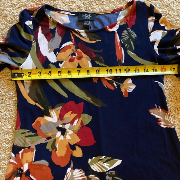 MSK floral, 3/4 sleeve A line dress, size petite small - Picture 11 of 12